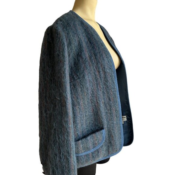 Rannoch Design Blazer Jacket Gray Blue Wool Mohair Open Front‎ 14 VTG Scotland - Picture 4 of 12